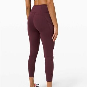 Excellent condition Lululemon Fast & Free tight in maroon, size 4